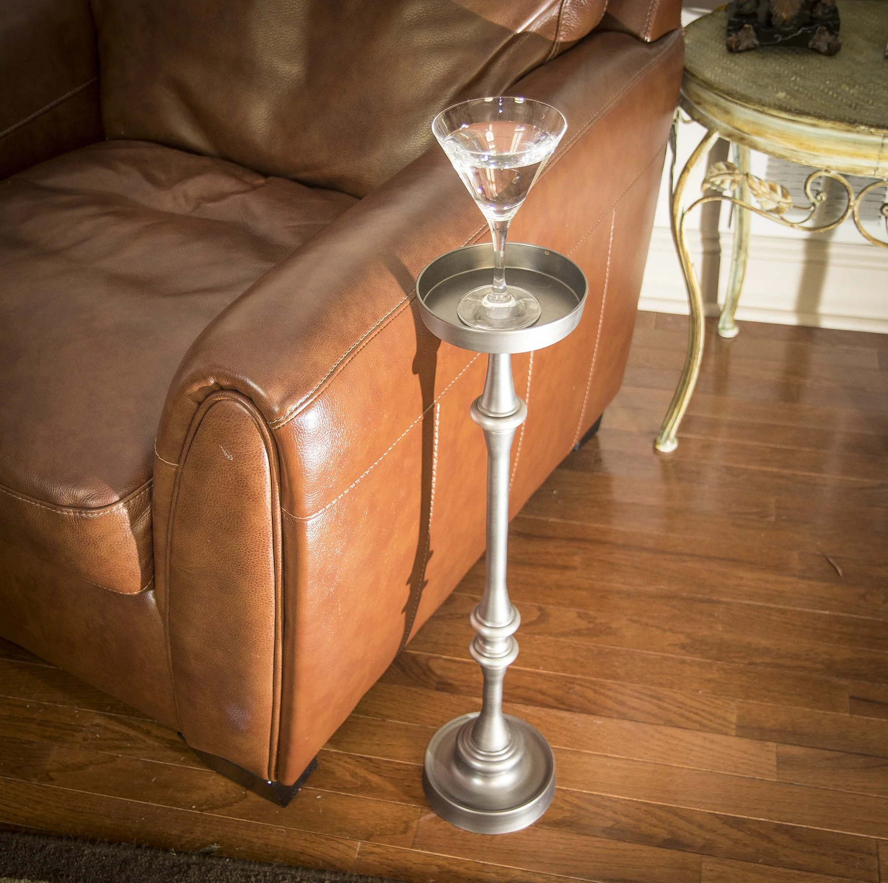 Brushed Silver Finish Drink Size Accent Table By Homeroots - Image 7