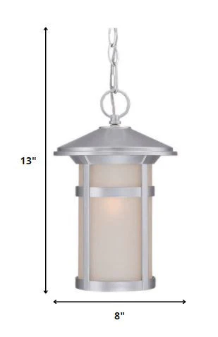 Brushed Silver Round White Glass Hanging Light By Homeroots - Image 2