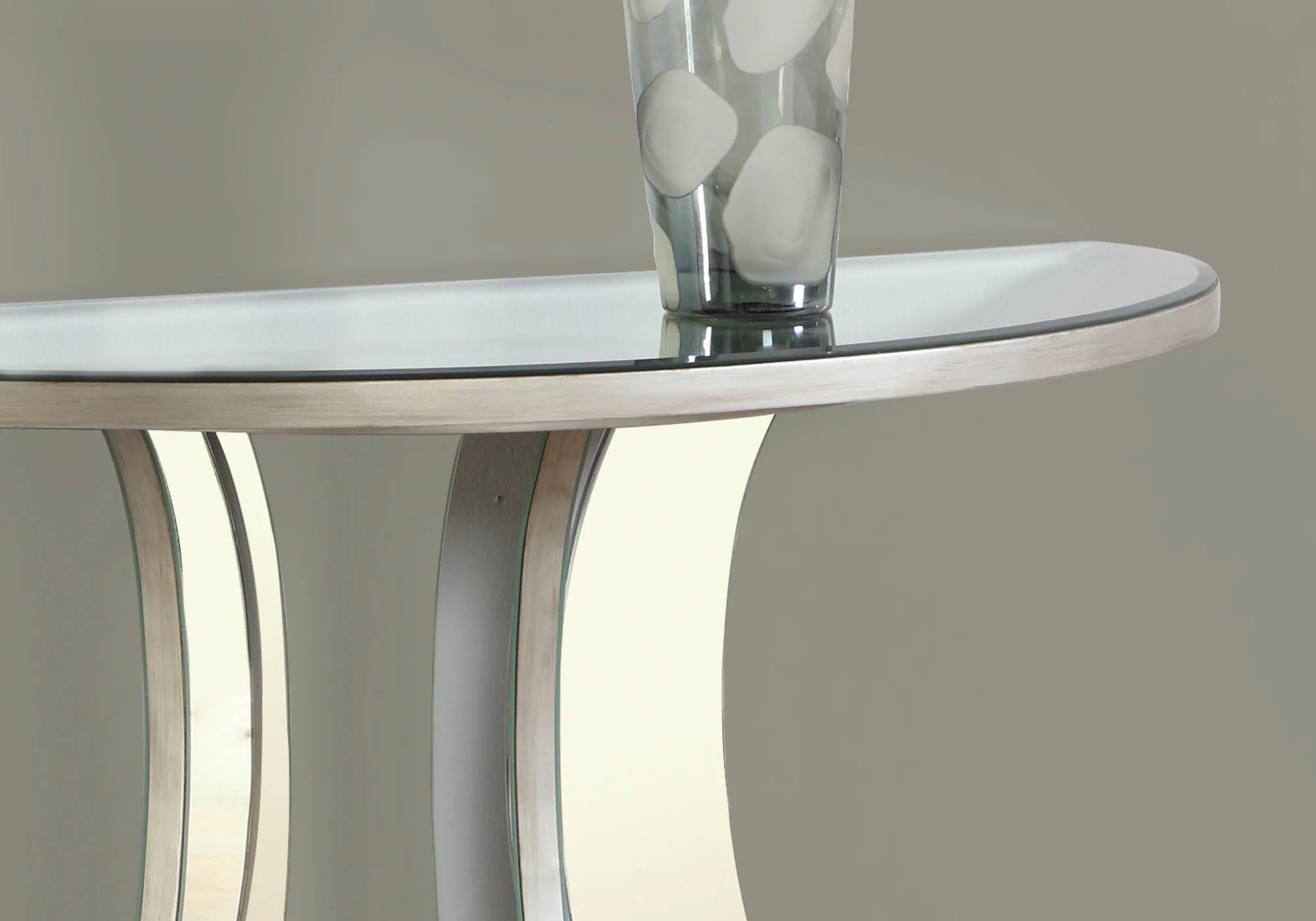 Brushed SilverMirror Accent Table By Homeroots - Image 2
