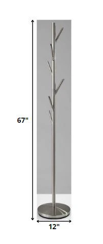 Brushed Steel Brushed Steel Coat Rack By Homeroots - 372943 - Image 2