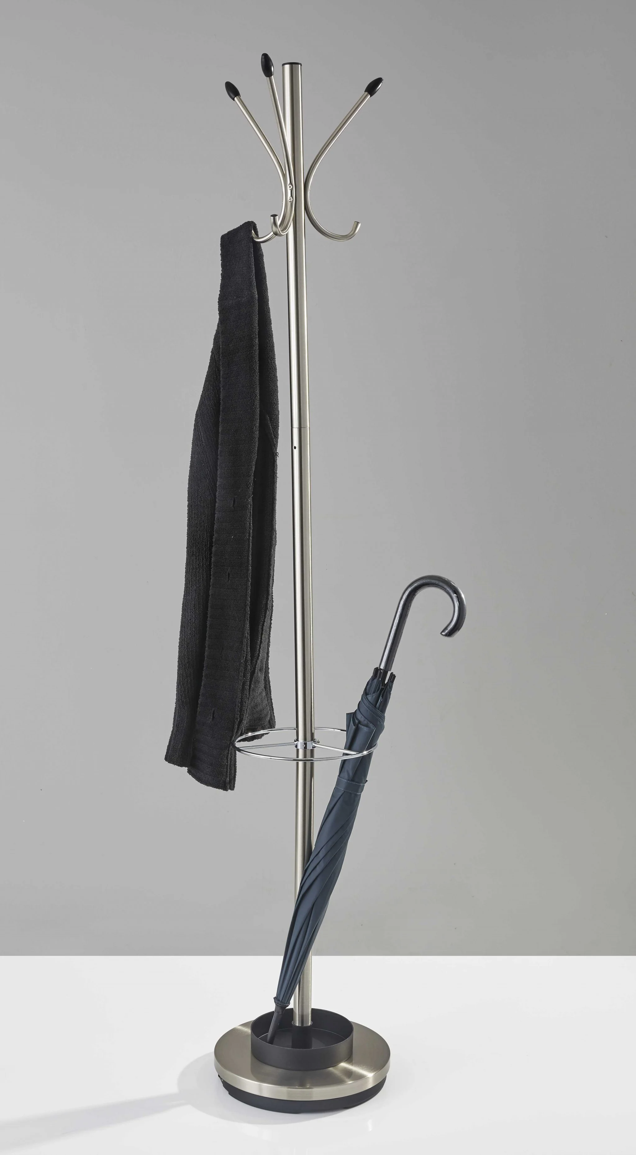 Brushed Steel Brushed Steel Stand  Coat Rack By Homeroots - Image 3