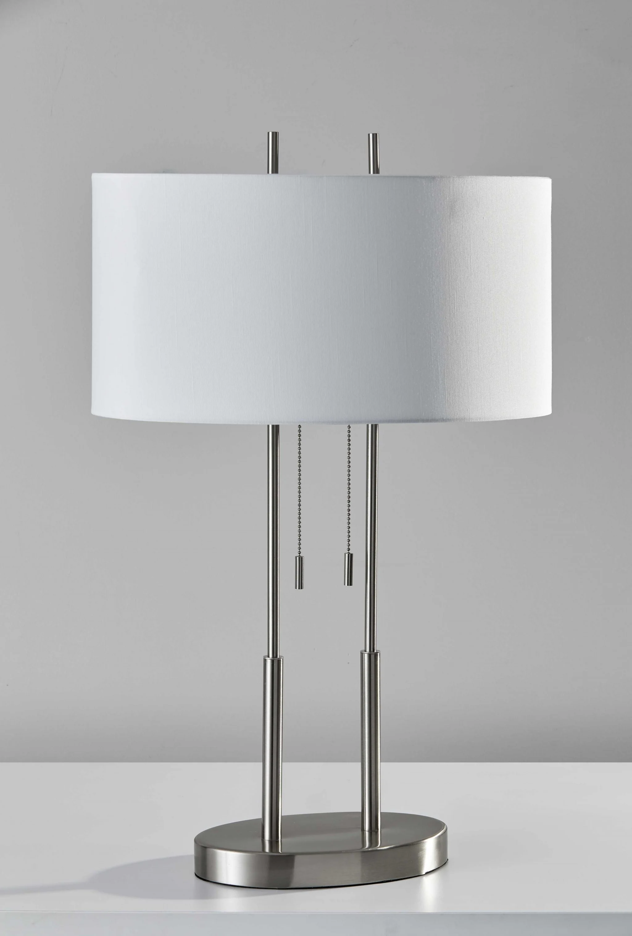 Brushed Steel Dual Pole Metal Table Lamp By Homeroots - Image 5