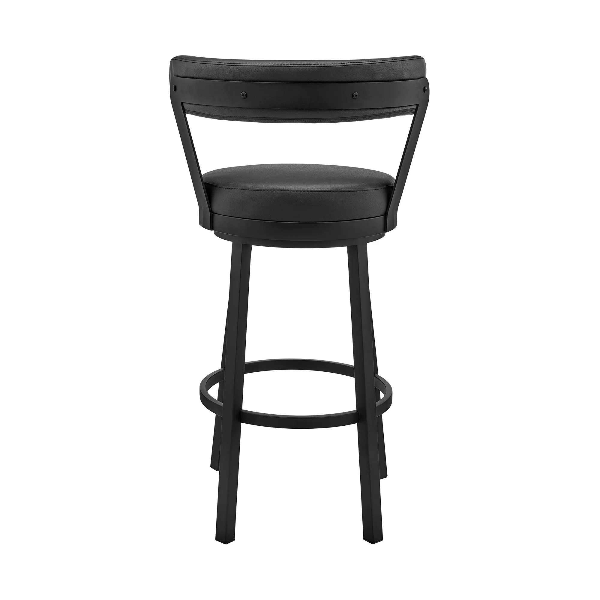 Bryant 26" Counter Height Swivel Bar Stool in Black Finish and Black Faux Leather By Armen Living - Image 6