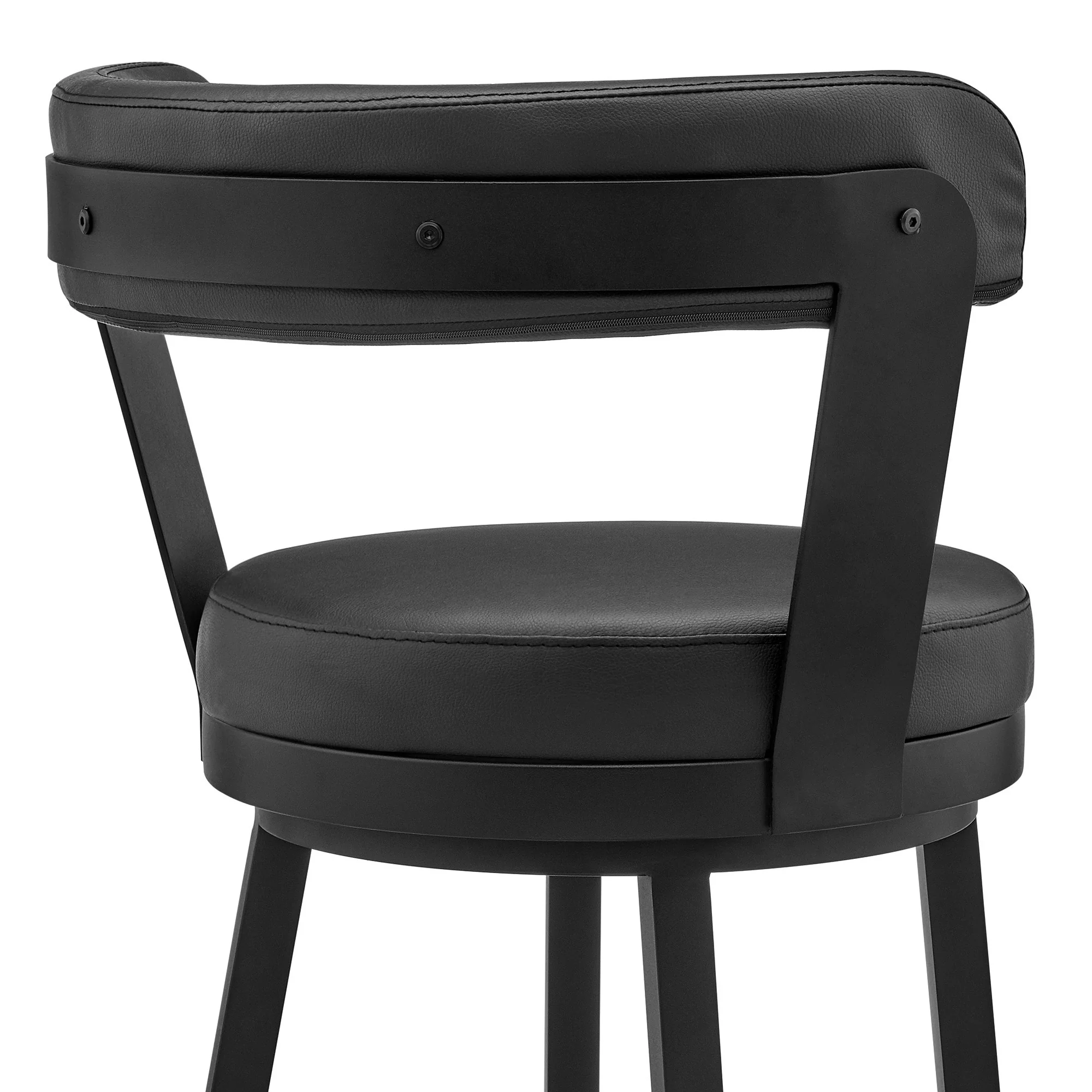 Bryant 26" Counter Height Swivel Bar Stool in Black Finish and Black Faux Leather By Armen Living - Image 9