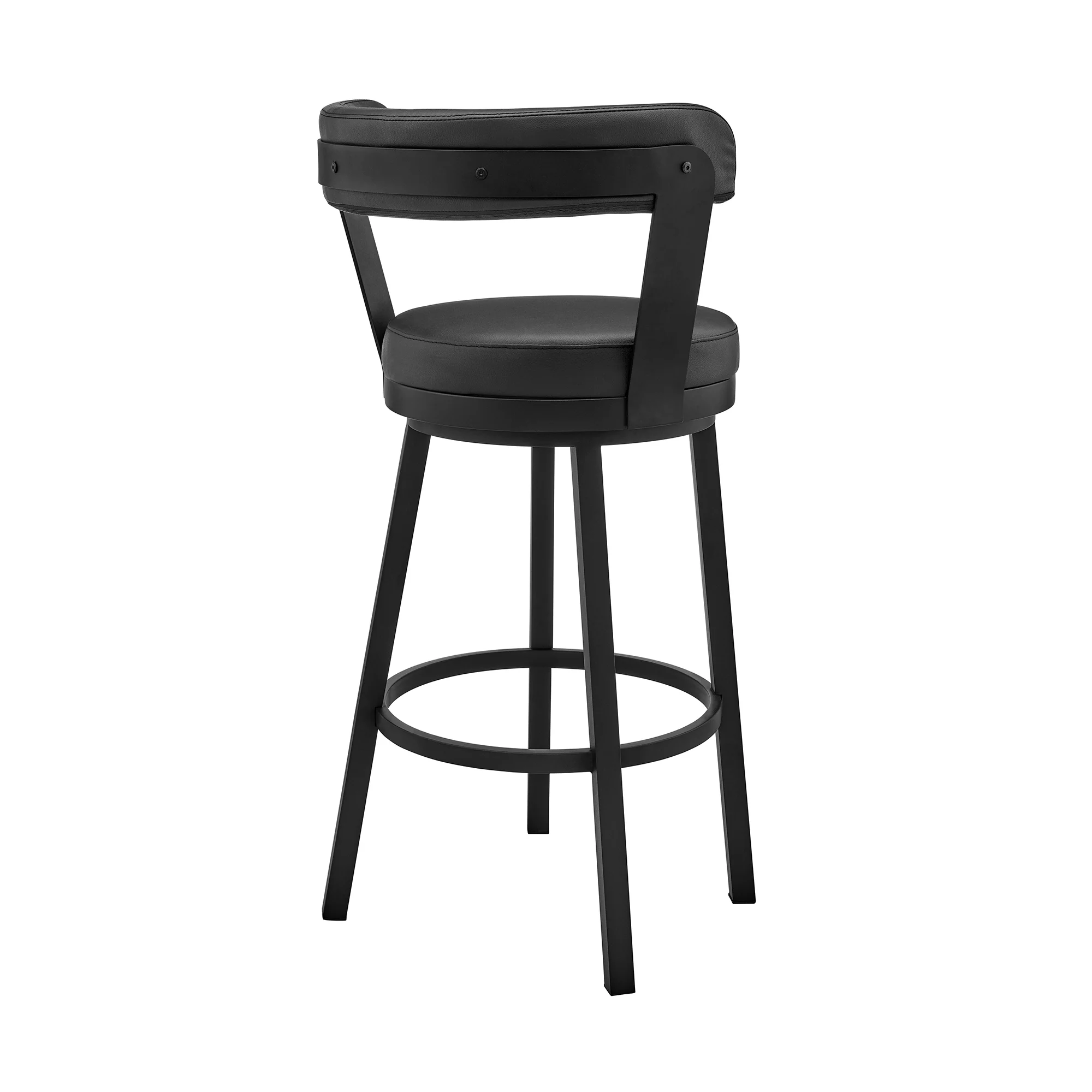 Bryant 30" Bar Height Swivel Bar Stool in Black Finish and Black Faux Leather By Armen Living - Image 5