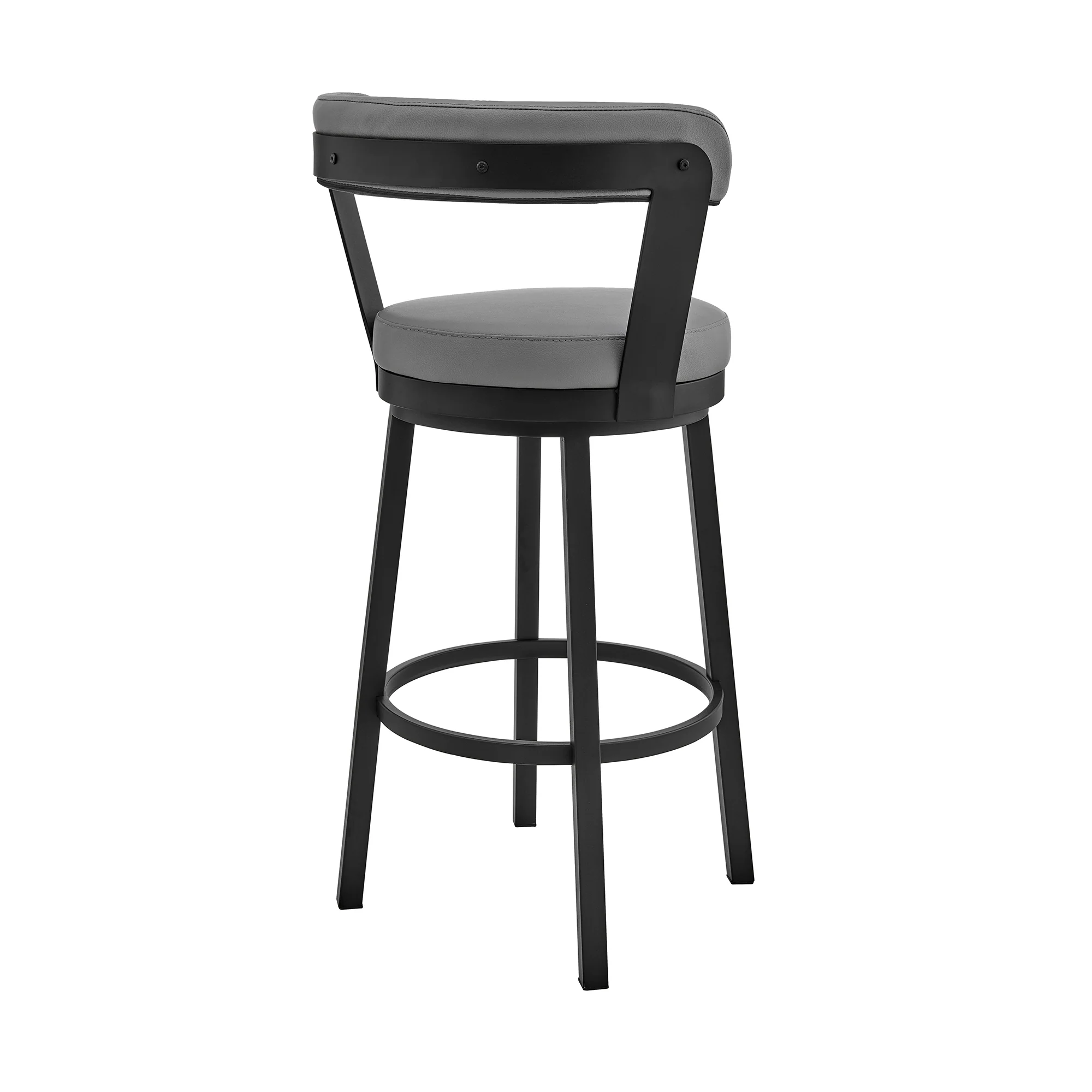 Bryant 30" Bar Height Swivel Bar Stool in Black Finish and Gray Faux Leather By Armen Living - Image 5