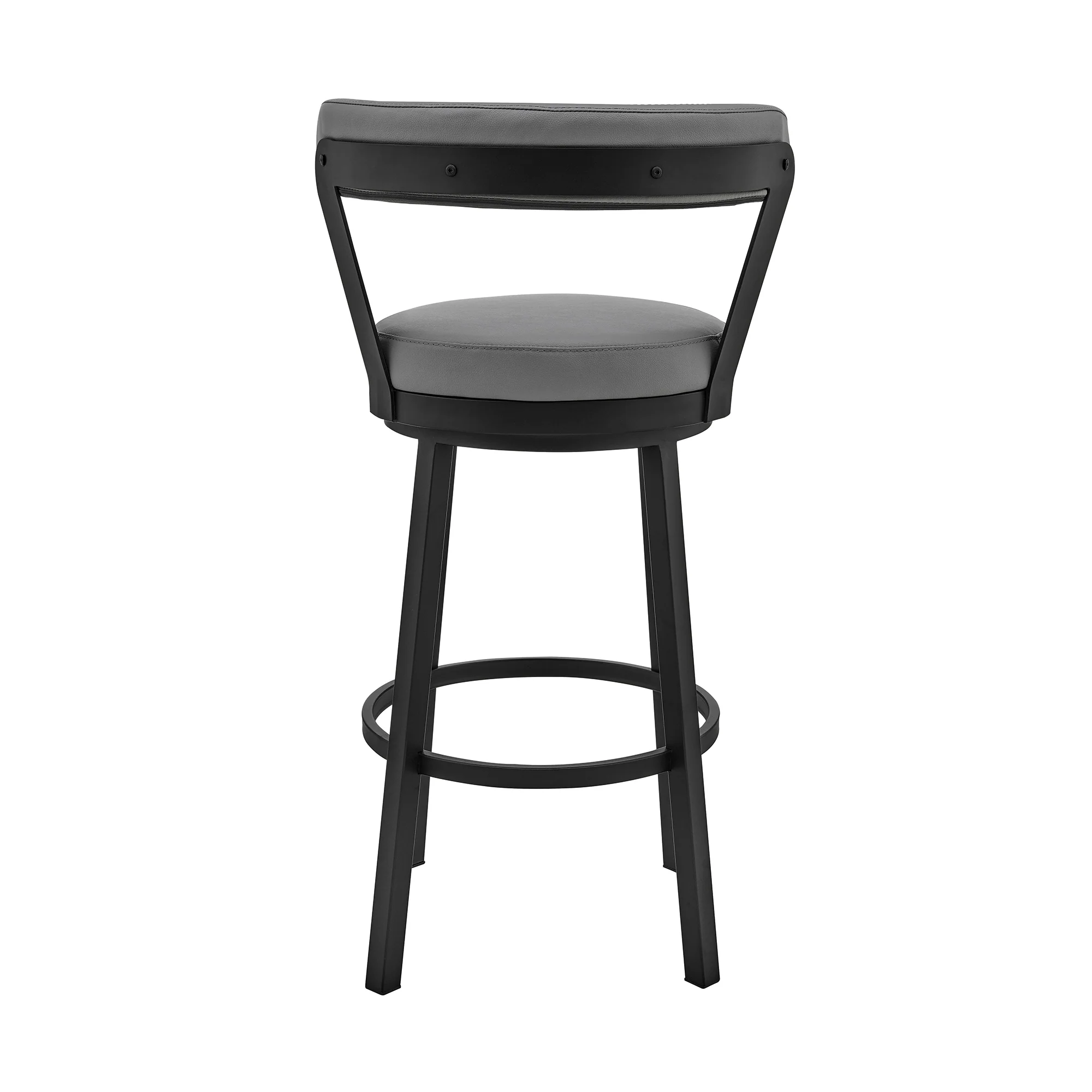 Bryant 30" Bar Height Swivel Bar Stool in Black Finish and Gray Faux Leather By Armen Living - Image 6