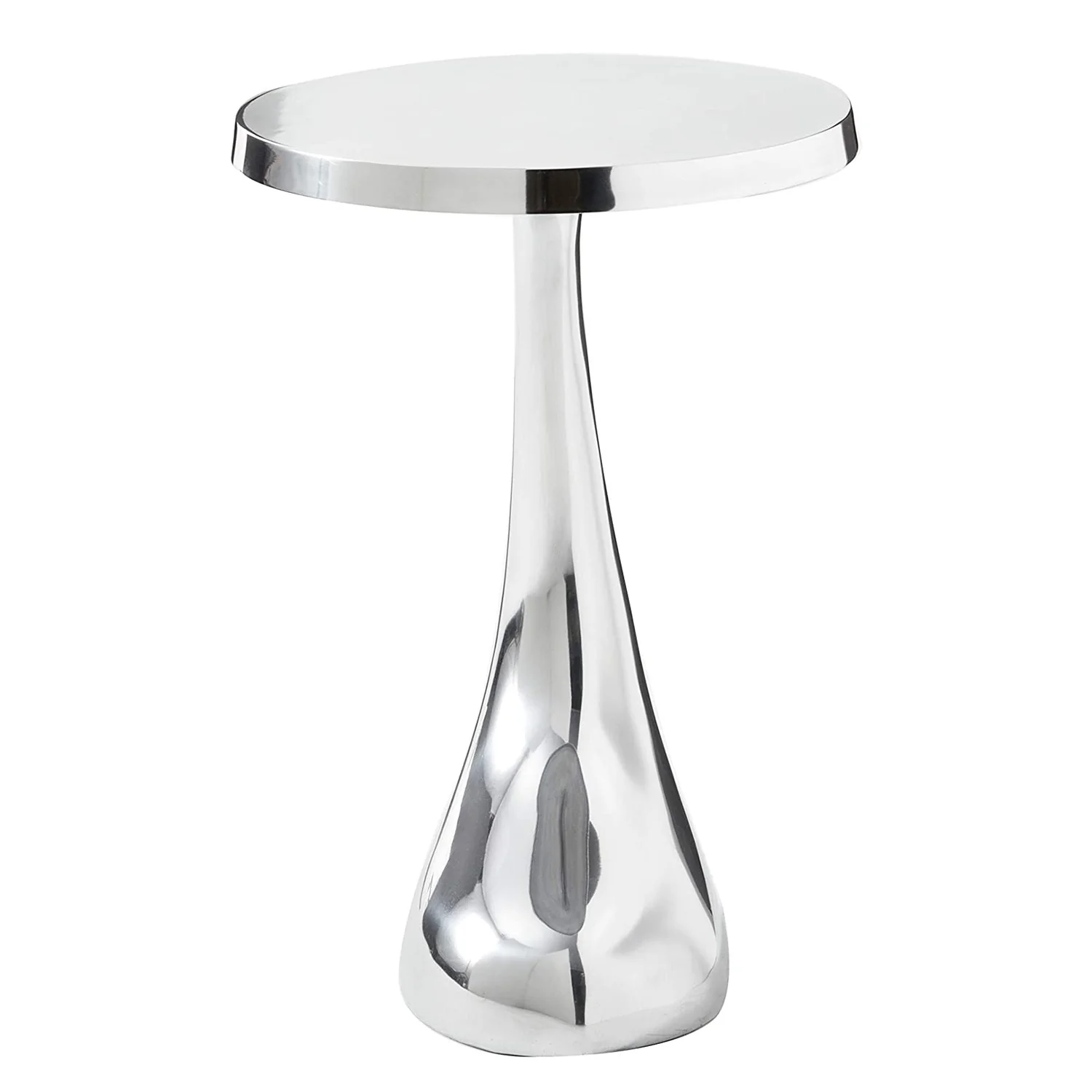 Buffed Aluminum Curve Side End Table By Homeroots - Image 3