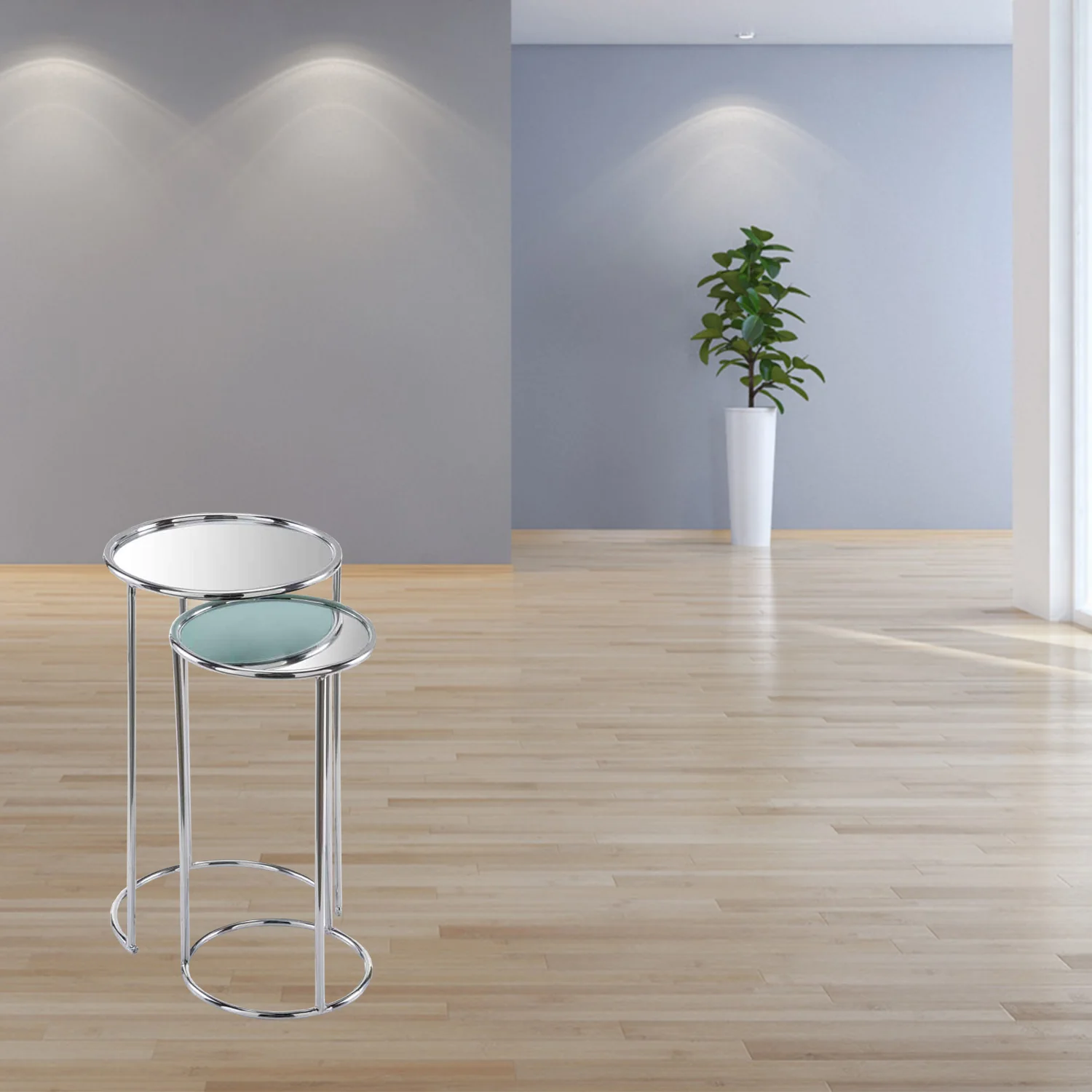 Buffed Nested Mirror Tables Set of 2 By Homeroots - Image 2