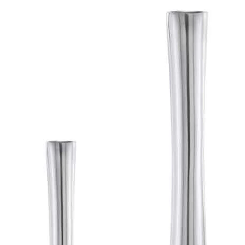 Buffed Silver Hole Set of 2 Vases By Homeroots - Image 4