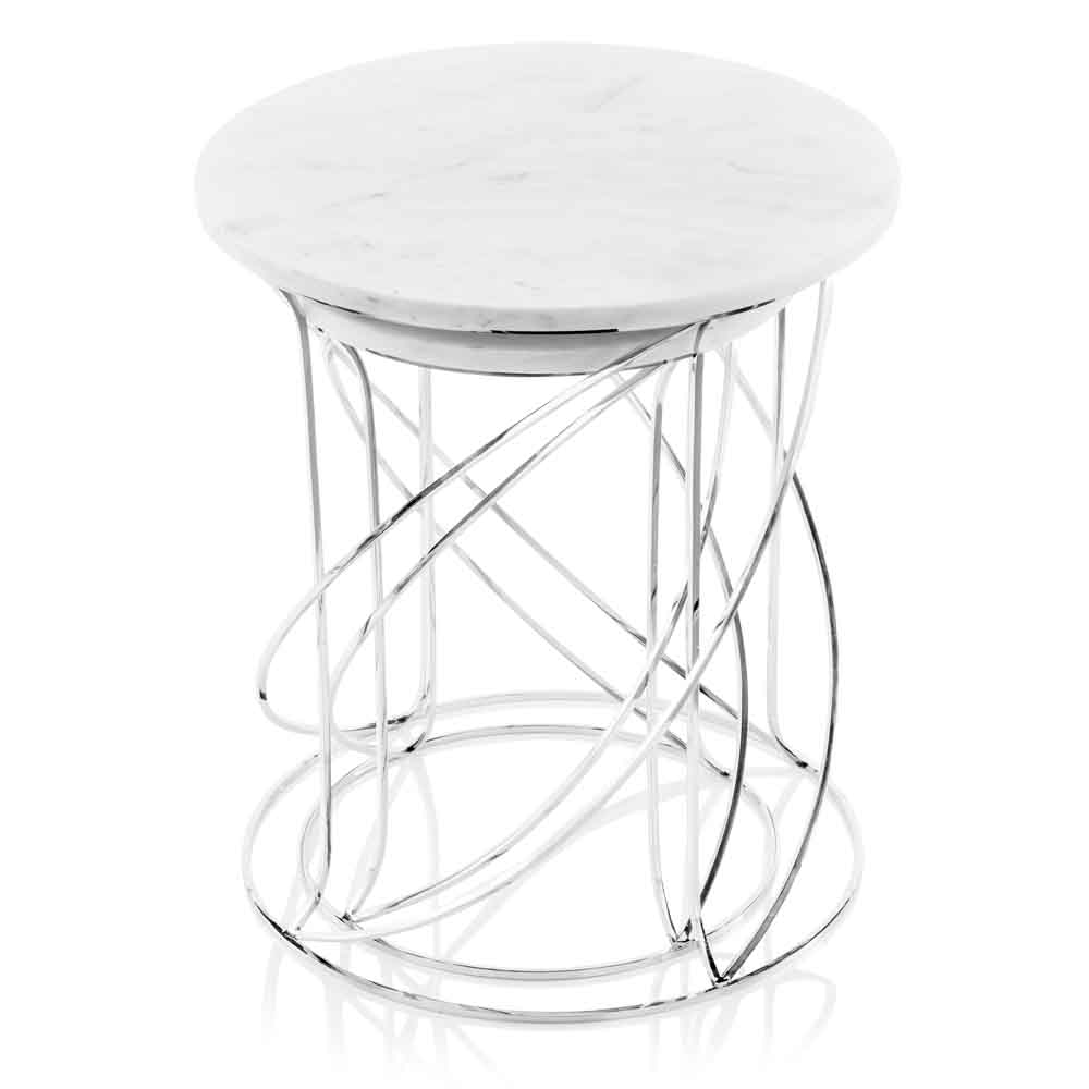 Buffed White Nested Marble Tables Set of 2 By Homeroots - Image 2