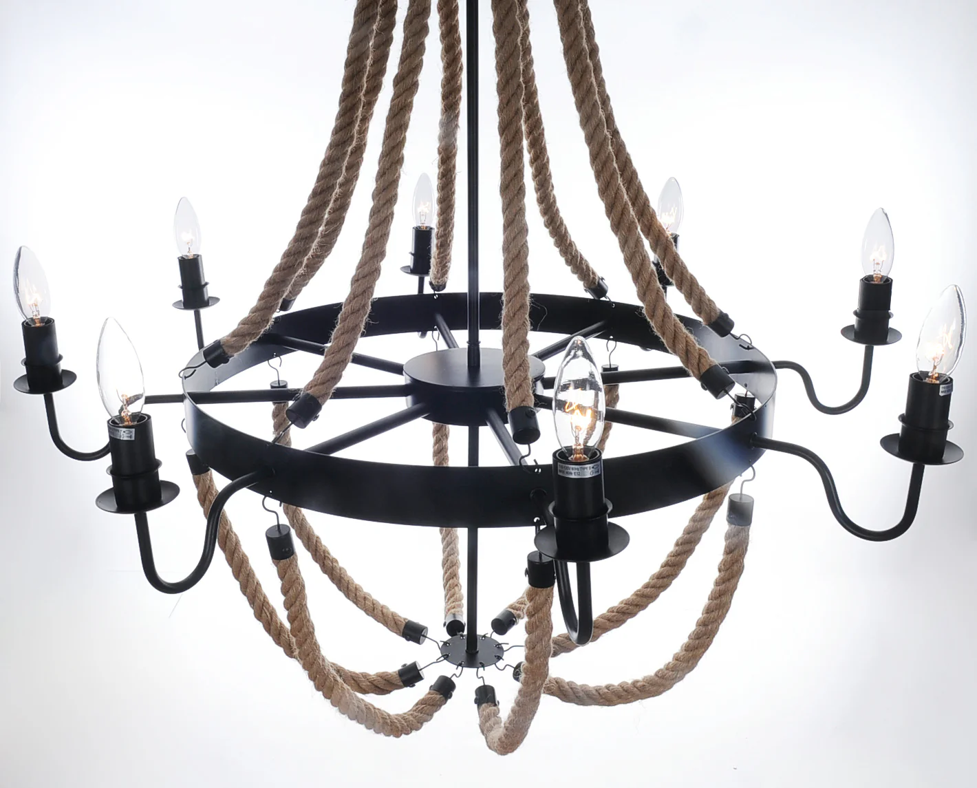 Bulbs Large Rope Pendant Lamp By Homeroots - Image 3