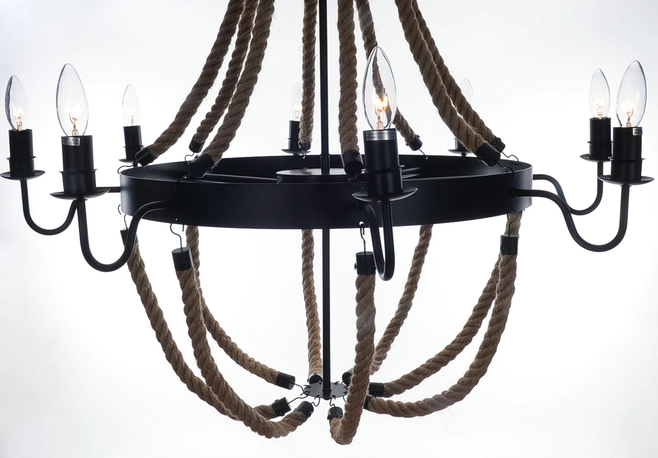 Bulbs Large Rope Pendant Lamp By Homeroots - Image 4