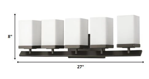 Burgundy 5-Light Oil-Rubbed Bronze Vanity Light With Etched Glass Shades By Homeroots - Image 5