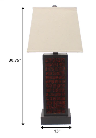Burgundy Metal Brick Pattern - Table Lamp By Homeroots - Image 5
