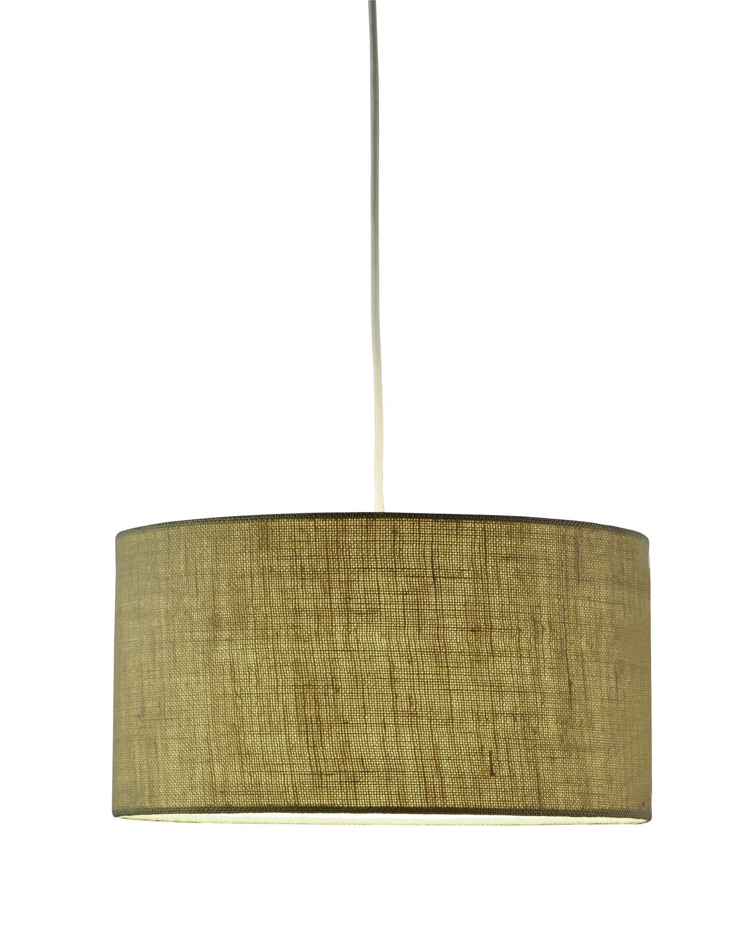 Burlap Fabric Light Brown Electric Drum Pendant Lamp By Homeroots - Image 3