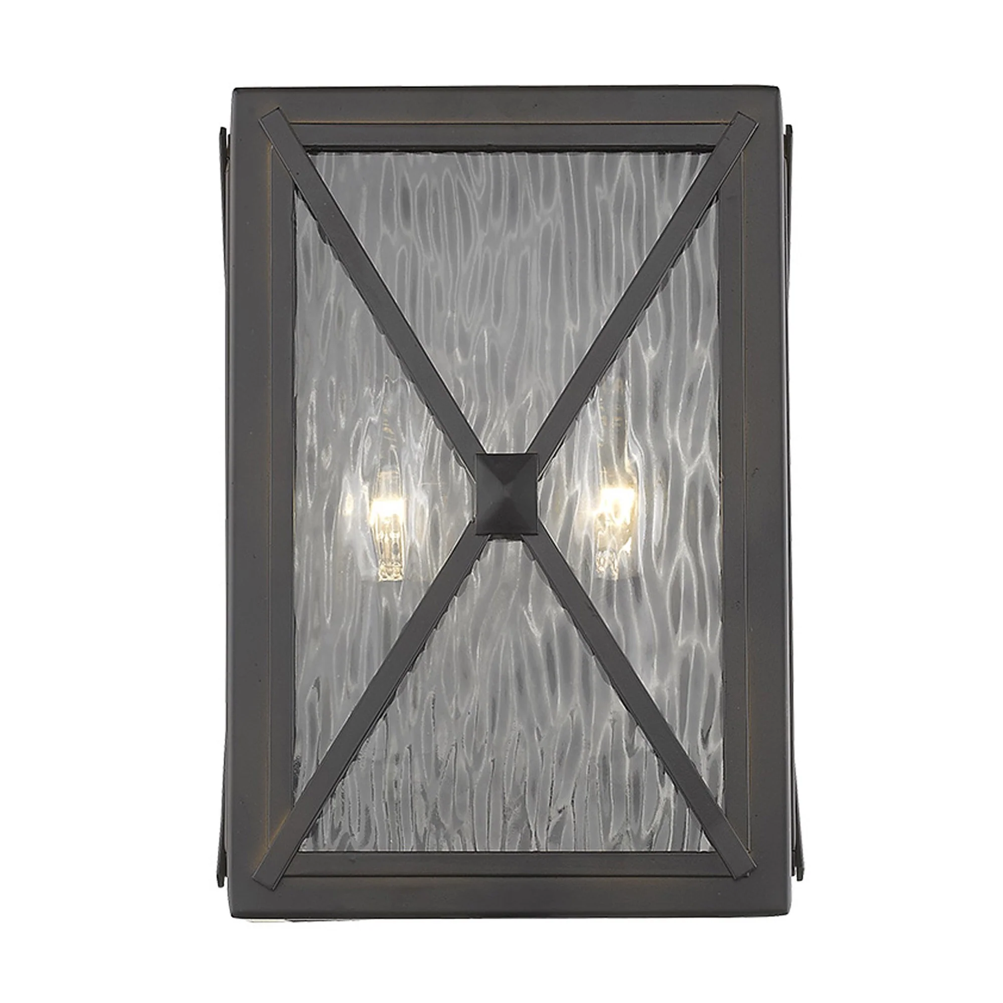 Burnished Bronze Criss Cross Water Glass Outdoor Light By Homeroots - Image 4