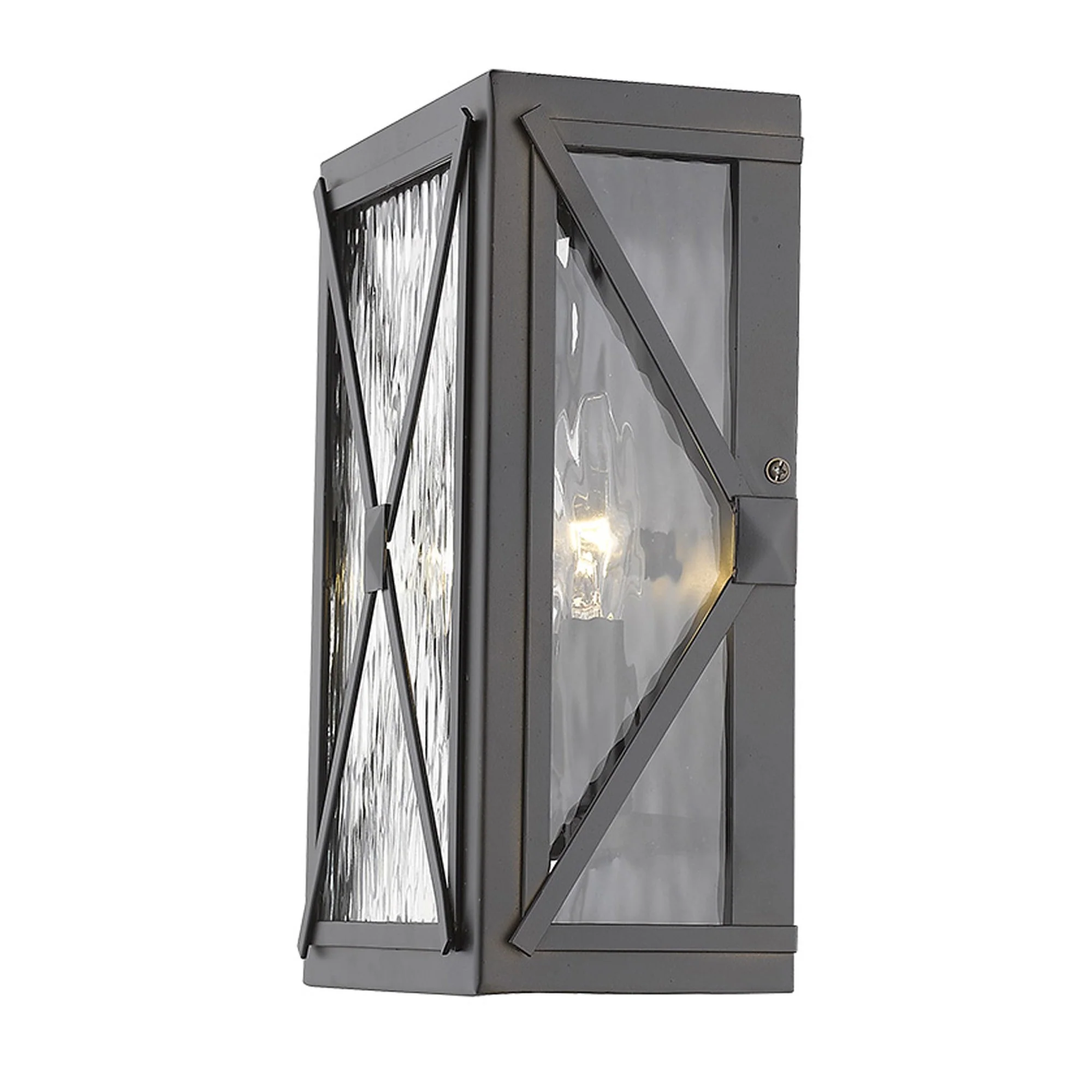 Burnished Bronze Criss Cross Water Glass Outdoor Light By Homeroots - Image 5