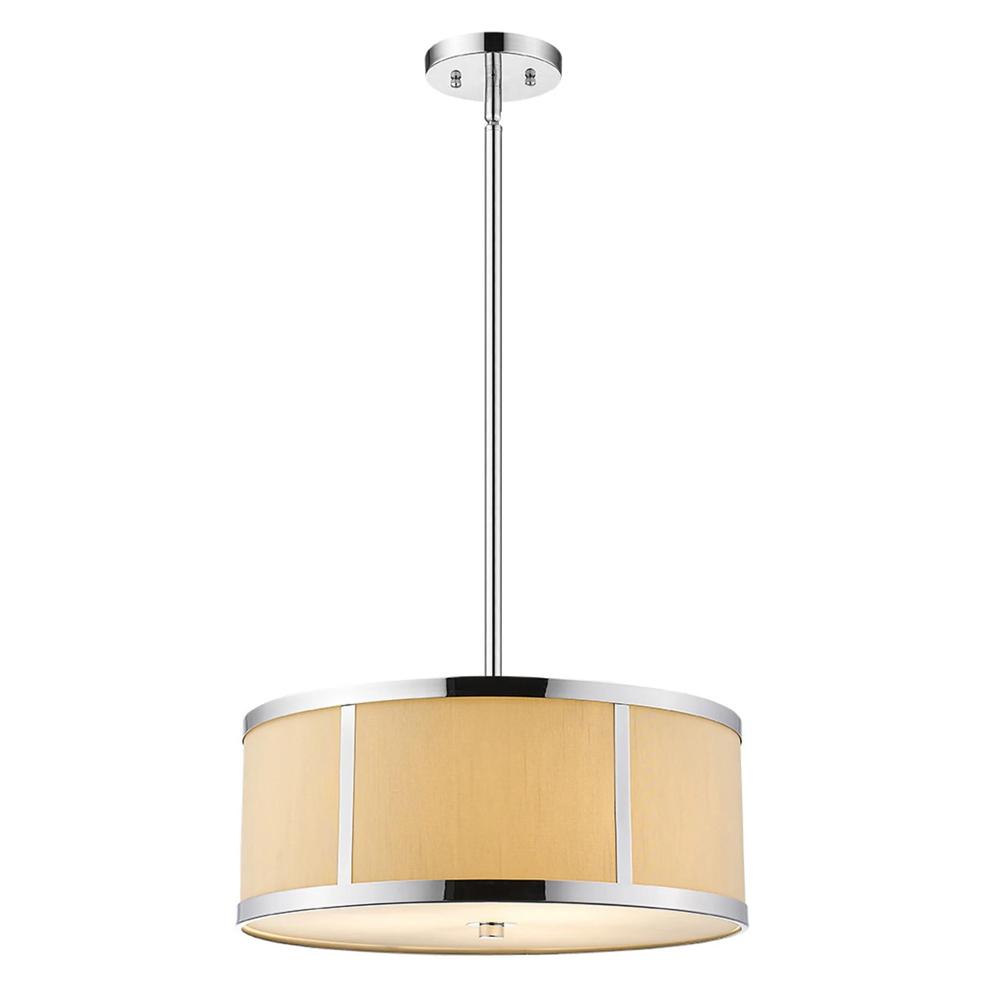 Butler 2-Light Polished Chrome Pendant With Coarse Cream Linen Shade And Opal Acrylic Diffuser By Homeroots - Image 2