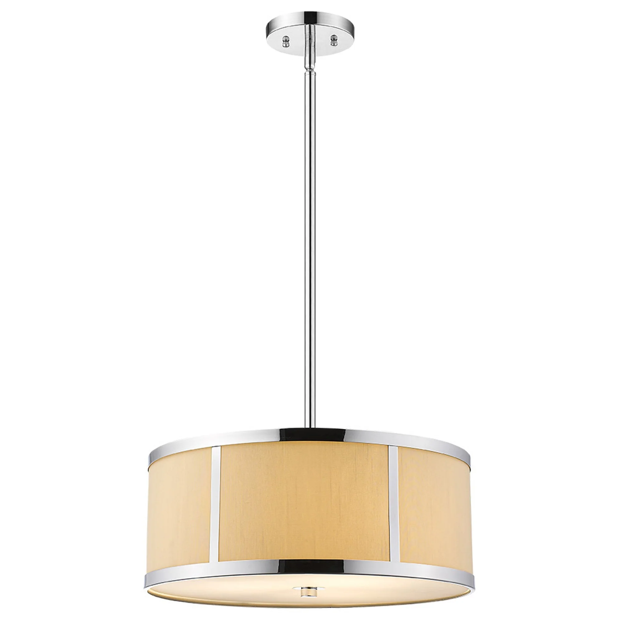 Butler 3-Light Polished Chrome Pendant With Coarse Cream Linen Shade And Opal Acrylic Diffuser By Homeroots - Image 2