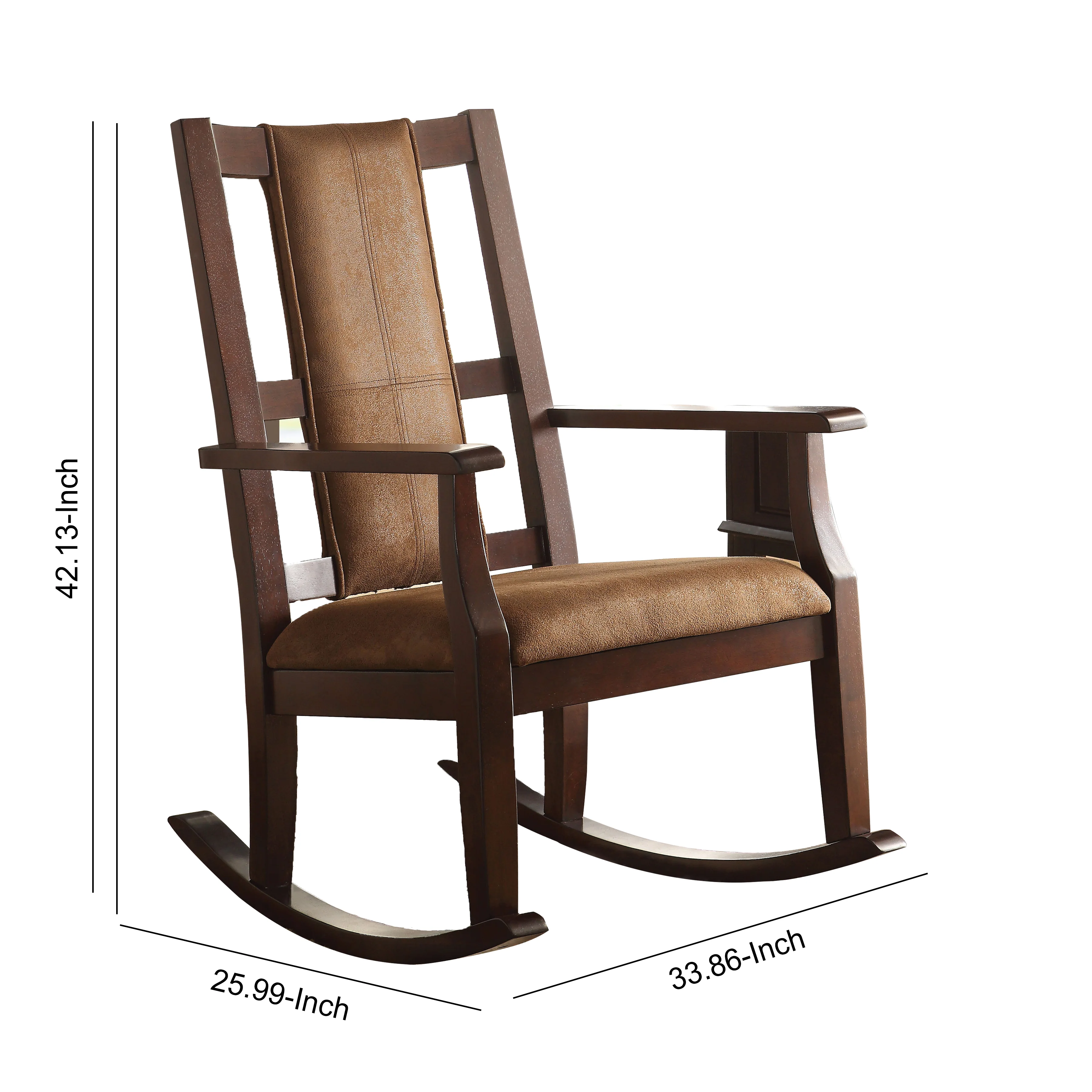 Butsea Wooden Rocking Chair, Brown By Benzara - Image 3