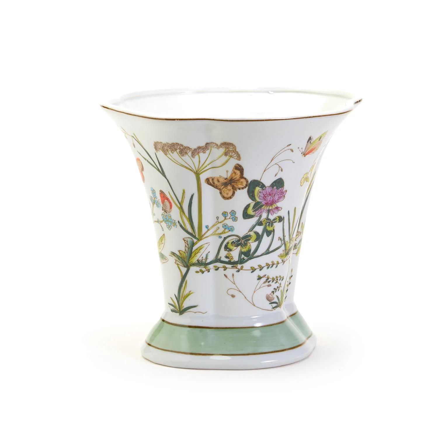 Butterfly Garden Flared Vase / Cachepot By Two's Company - Image 2