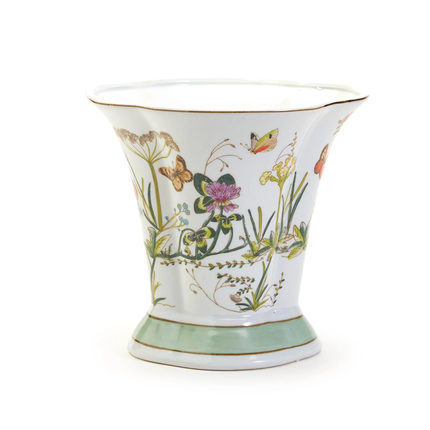 Butterfly Garden Flared Vase / Cachepot By Two's Company - Image 3
