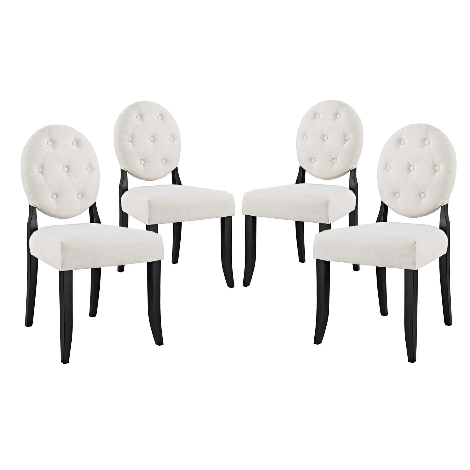 Button Dining Side Chair Upholstered Fabric Set of 4 By Modway - EEI-3376 - Image 2