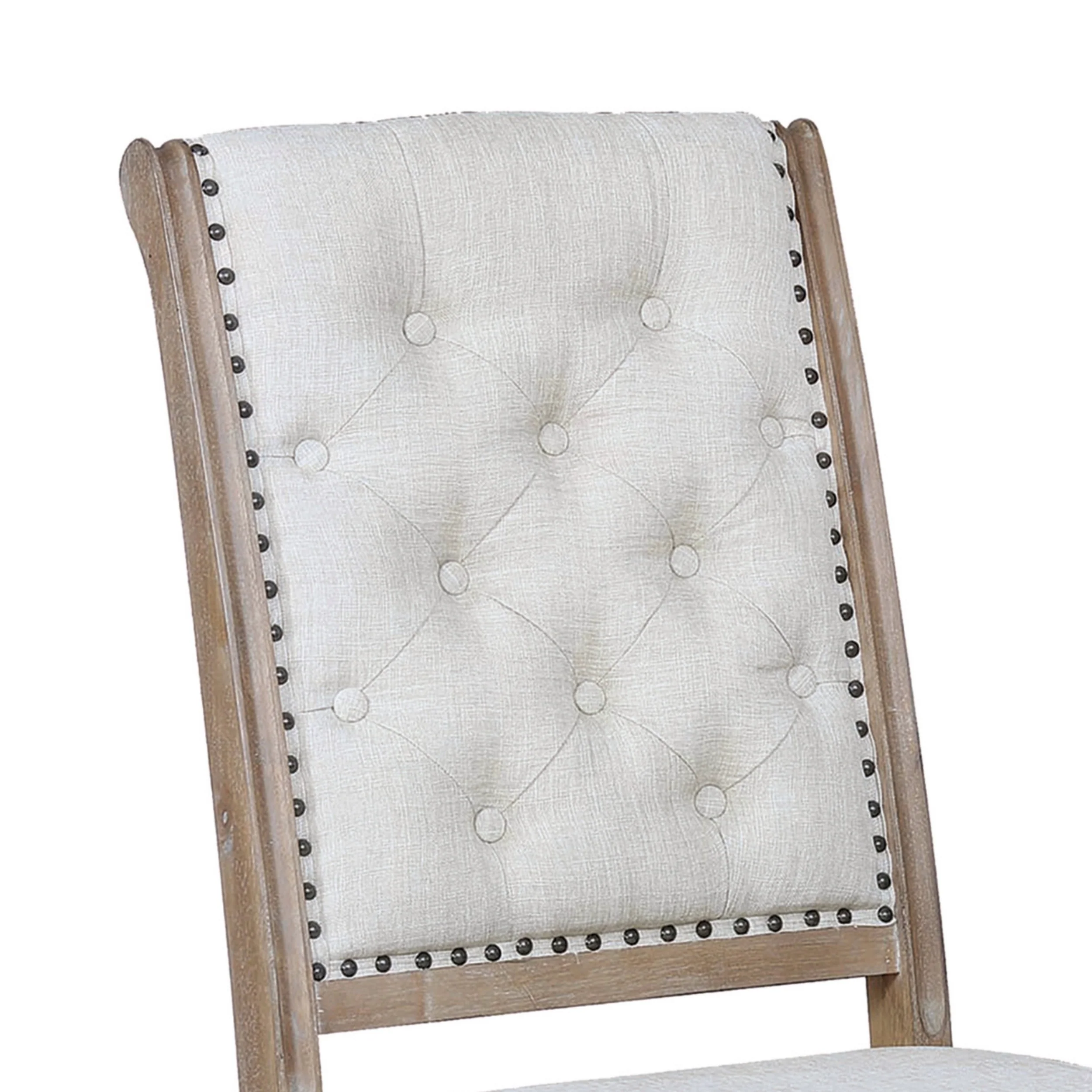 Button Tufted Fabric Side Chair With Cabriole LegsSet Of 2Brown And Cream By Benzara - Image 2
