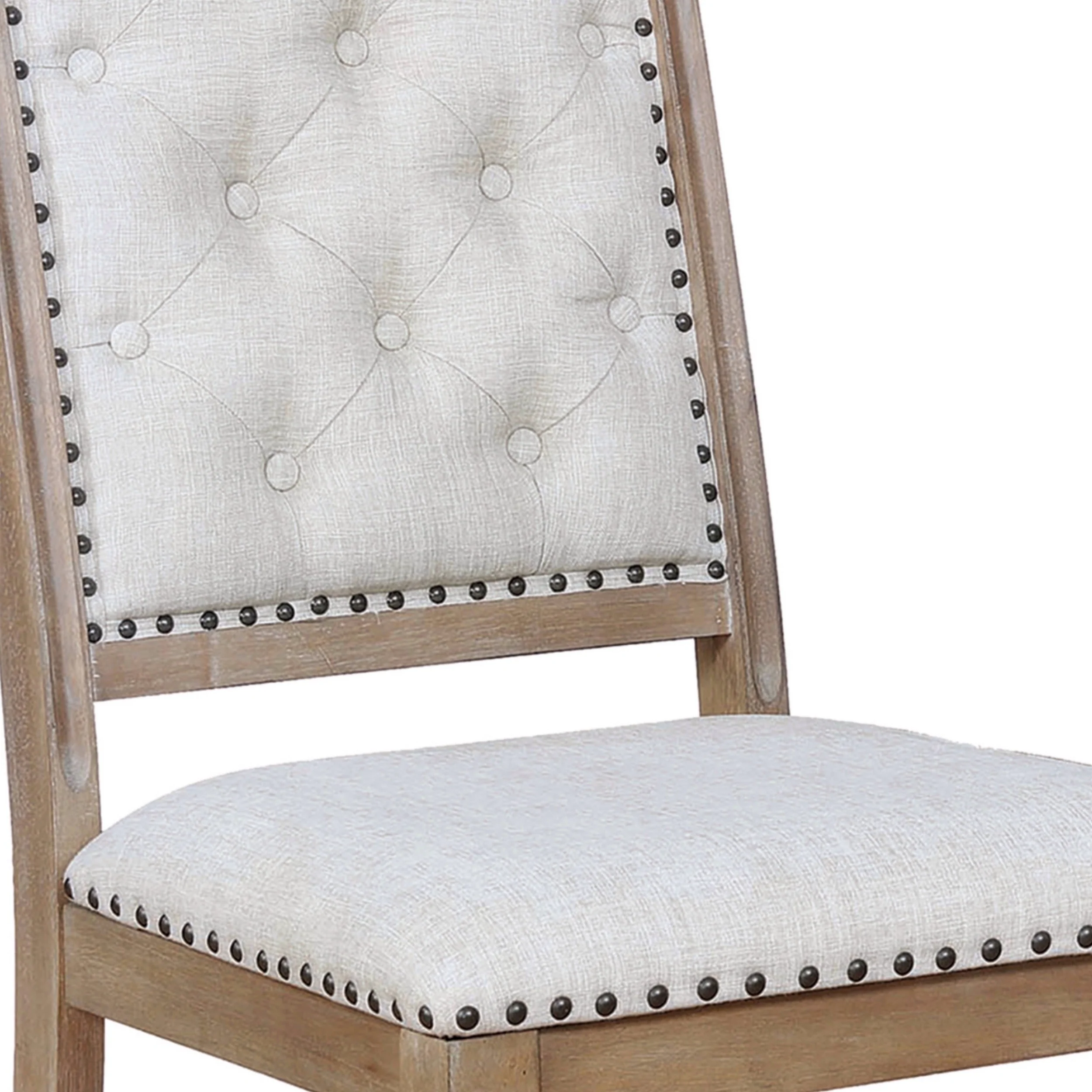 Button Tufted Fabric Side Chair With Cabriole LegsSet Of 2Brown And Cream By Benzara - Image 3