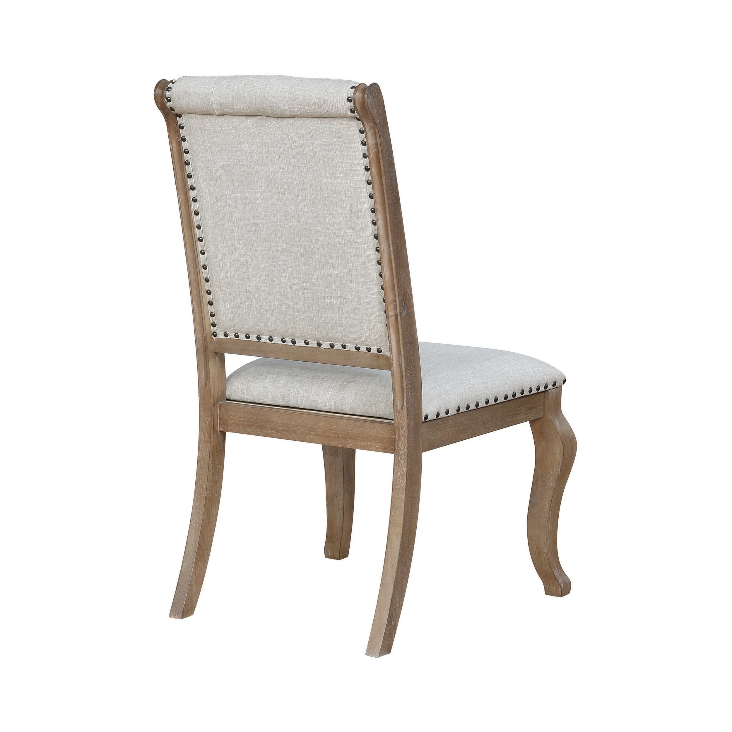 Button Tufted Fabric Side Chair With Cabriole LegsSet Of 2Brown And Cream By Benzara - Image 5