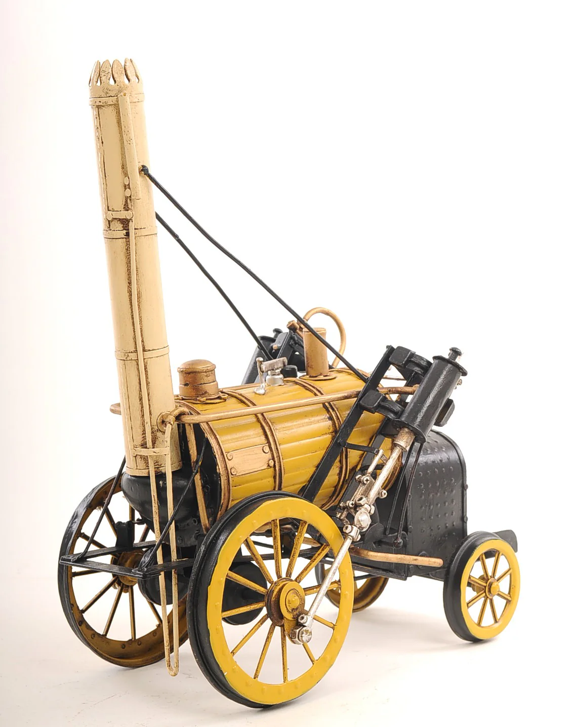c1829 Yellow Rocket Steam Engine Model Sculpture By Homeroots - Image 4