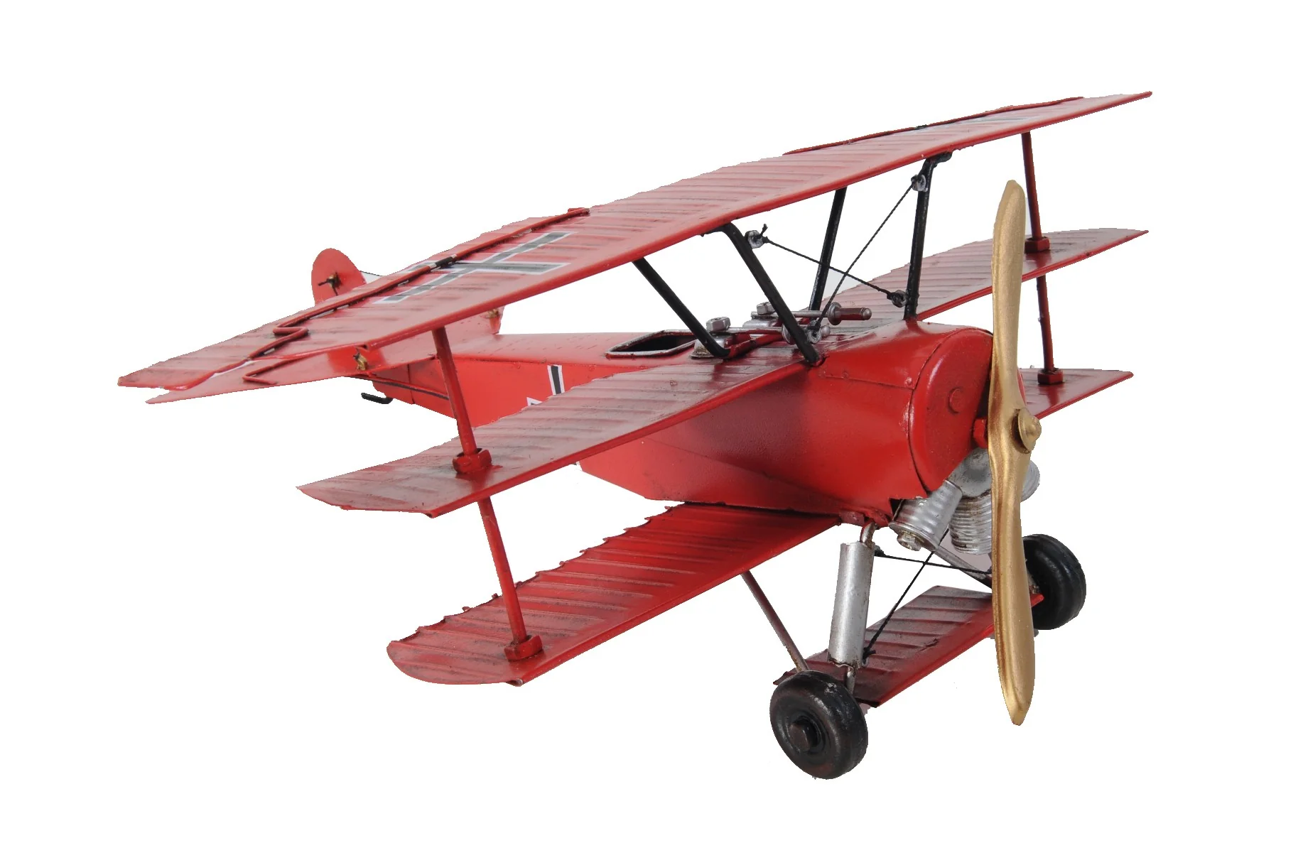 c1916 Red Baron Fokker Triplane Model Sculpture By Homeroots - Image 3