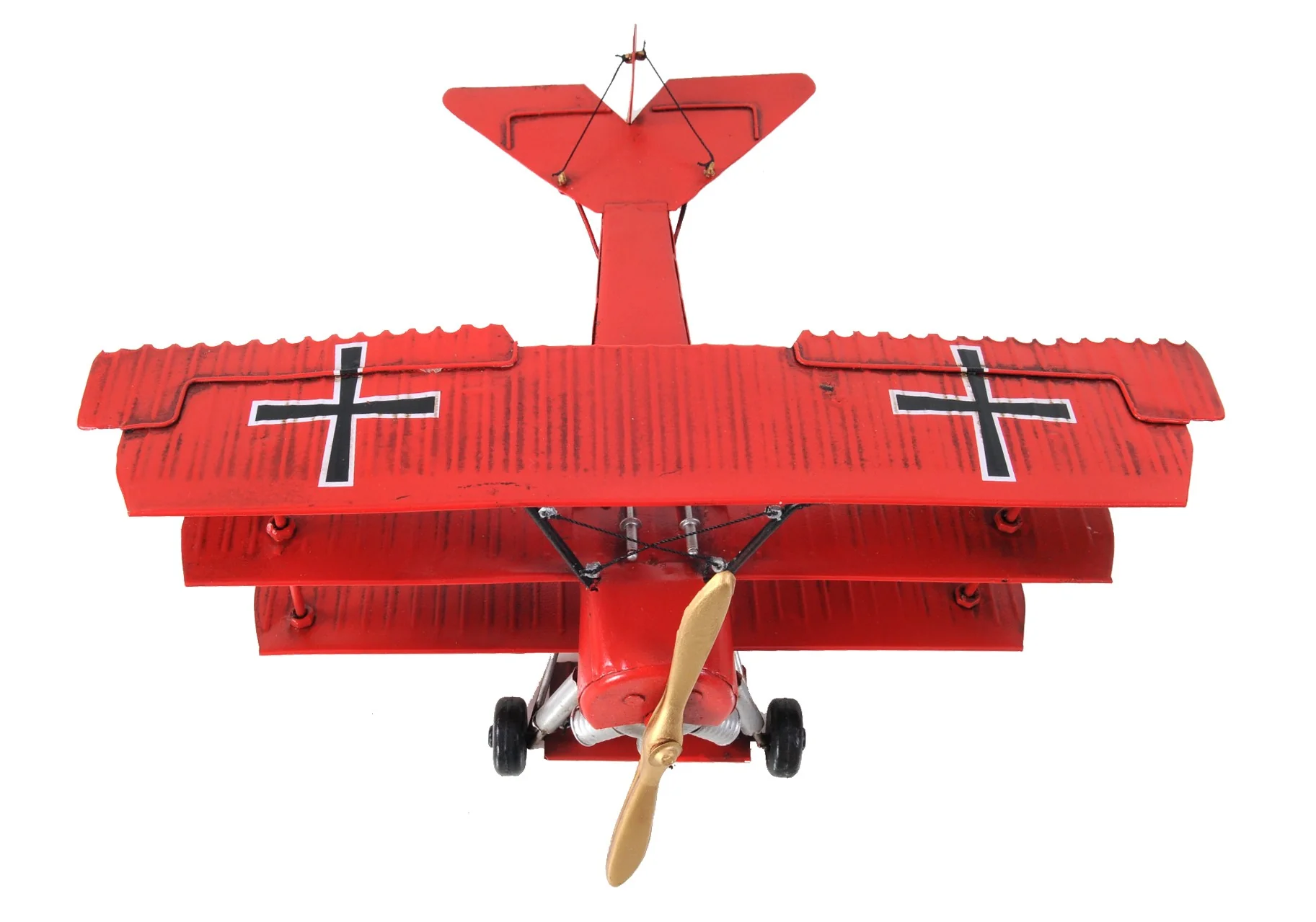 c1916 Red Baron Fokker Triplane Model Sculpture By Homeroots - Image 4