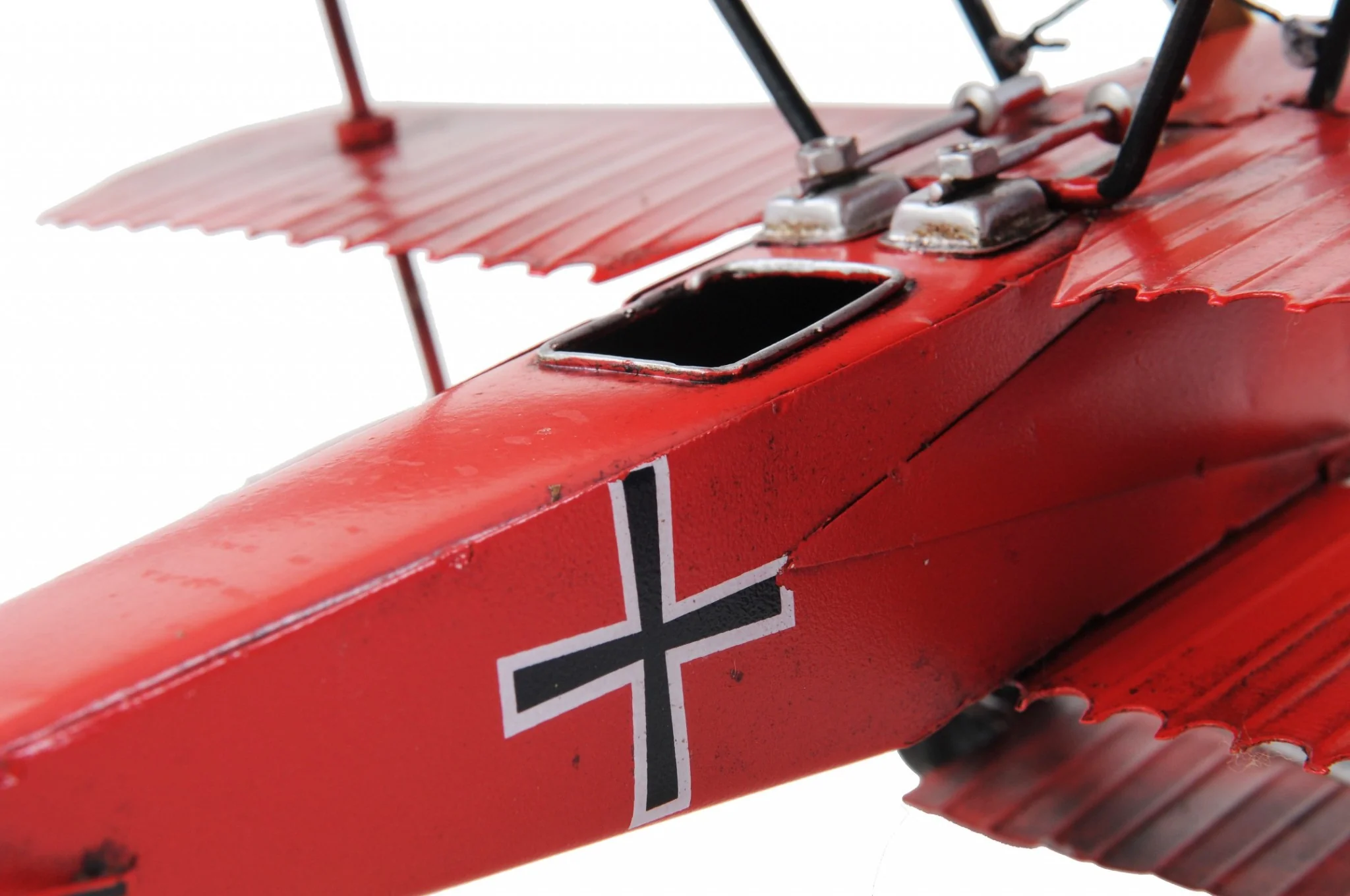 c1916 Red Baron Fokker Triplane Model Sculpture By Homeroots - Image 6