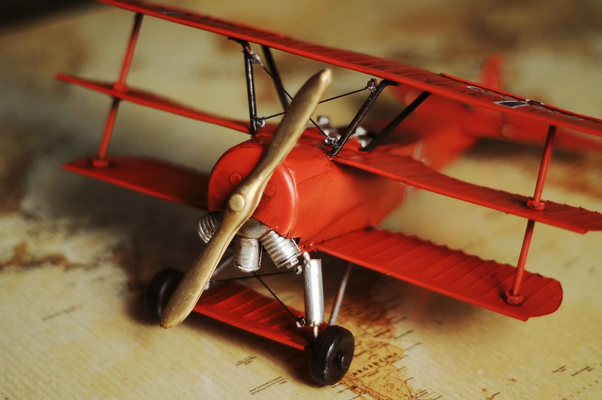 c1916 Red Baron Fokker Triplane Model Sculpture By Homeroots - Image 9