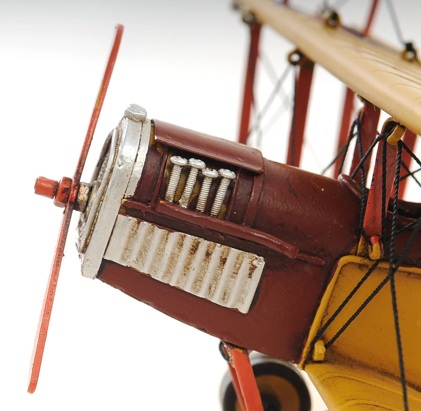 c1918 Yellow Curtiss Biplane Model Sculpture By Homeroots - Image 3