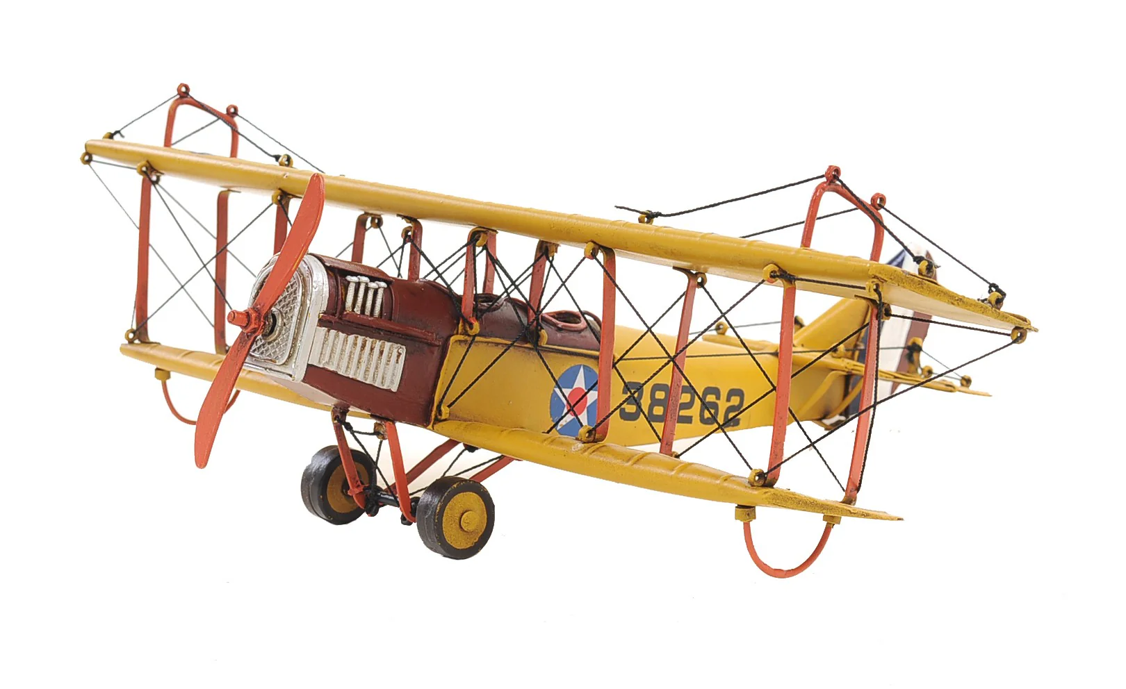 c1918 Yellow Curtiss Biplane Model Sculpture By Homeroots - Image 4
