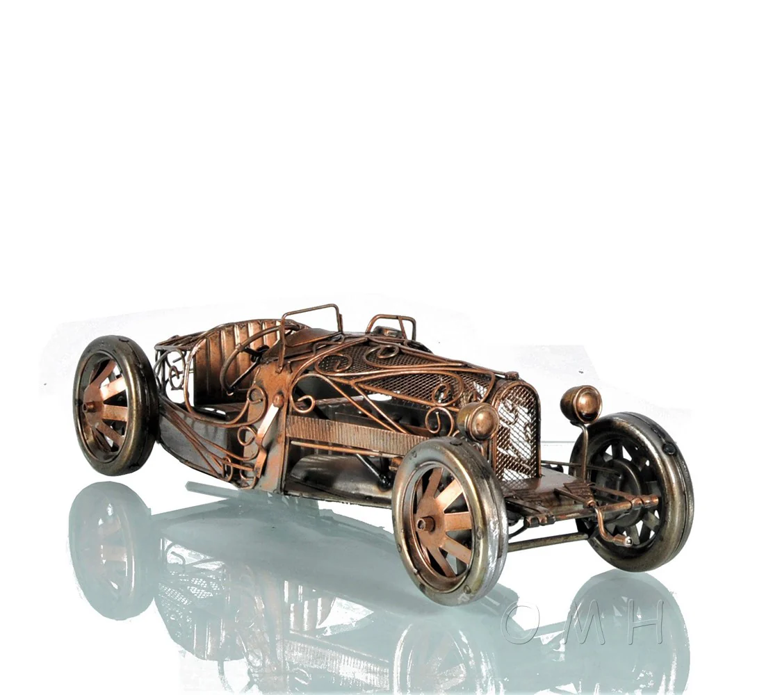 c1924 Bugatti Bronze and Silver Open Frame Racecar Sculpture By Homeroots - Image 2