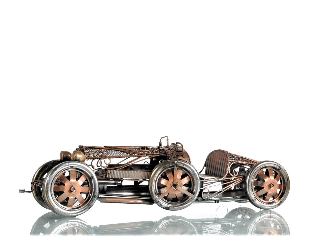 c1924 Bugatti Bronze and Silver Open Frame Racecar Sculpture By Homeroots - Image 4