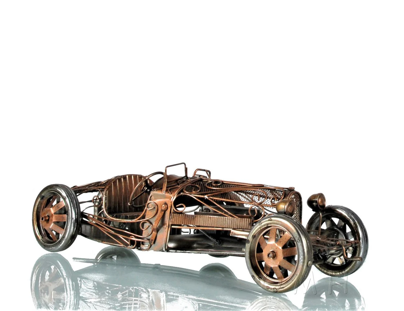c1924 Bugatti Bronze and Silver Open Frame Racecar Sculpture By Homeroots - Image 6