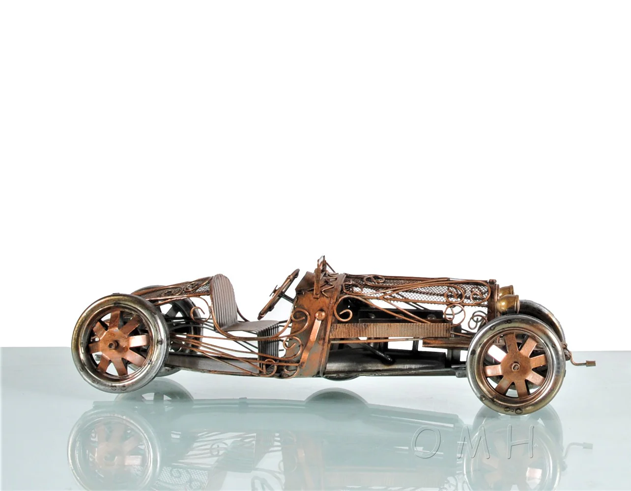 c1924 Bugatti Bronze and Silver Open Frame Racecar Sculpture By Homeroots - Image 7