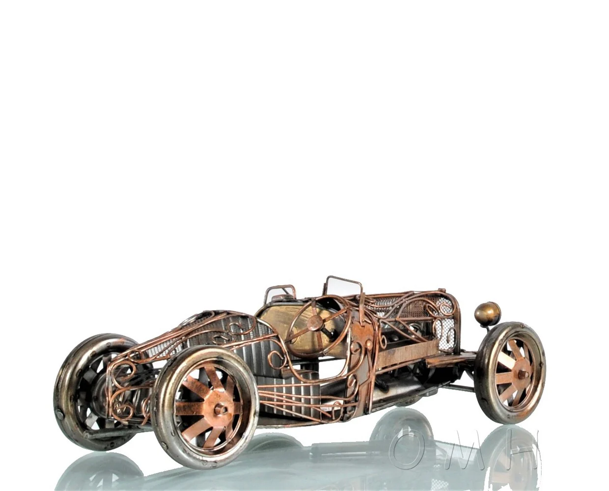 c1924 Bugatti Bronze and Silver Open Frame Racecar Sculpture By Homeroots - Image 8