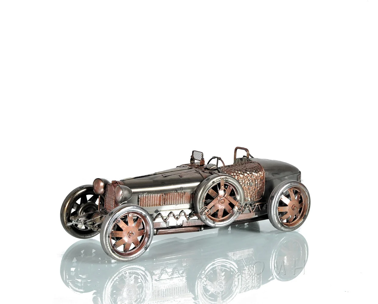c1924 Bugatti Bronze and Silver Racecar Model Sculpture By Homeroots - Image 2