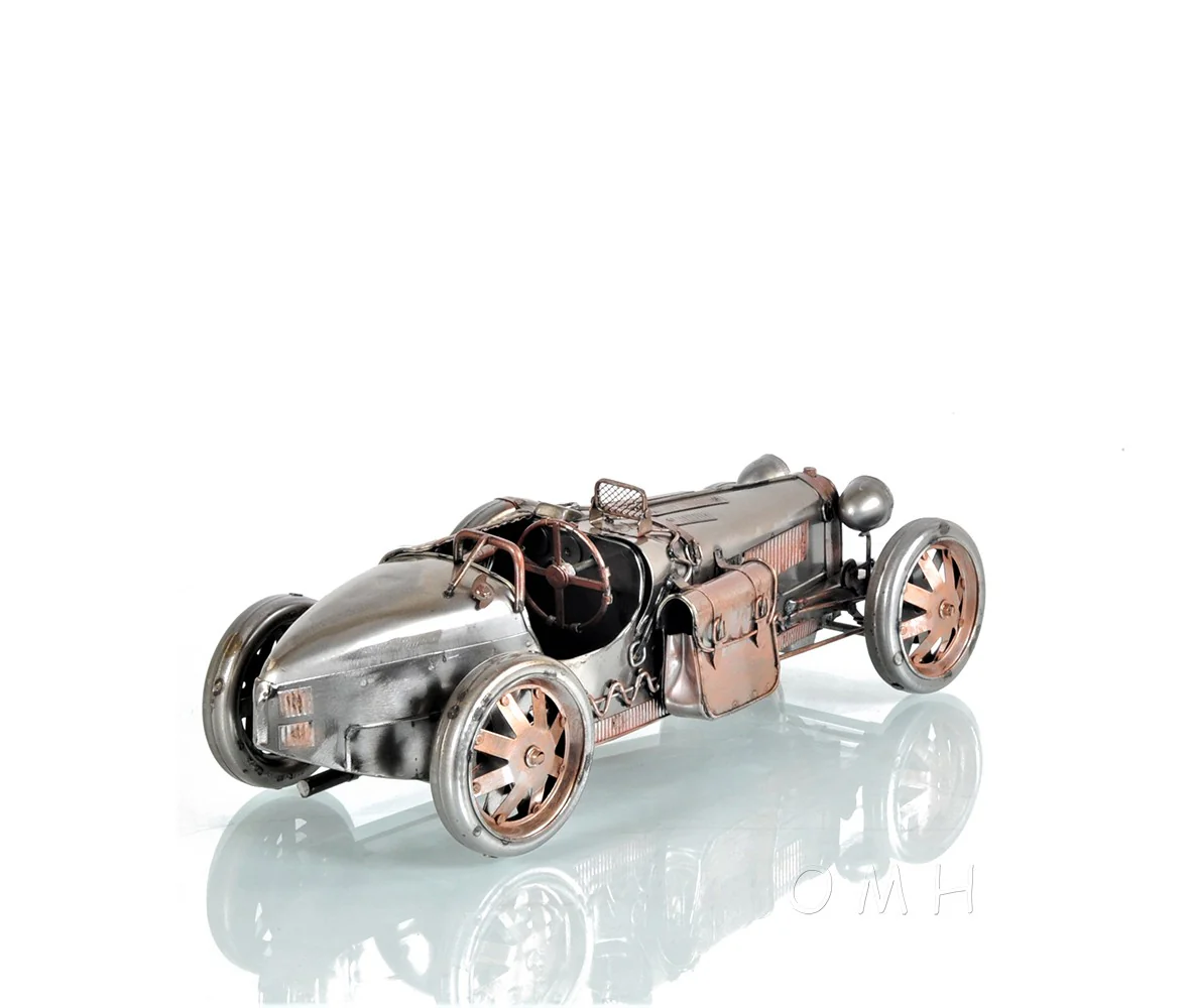 c1924 Bugatti Bronze and Silver Racecar Model Sculpture By Homeroots - Image 3