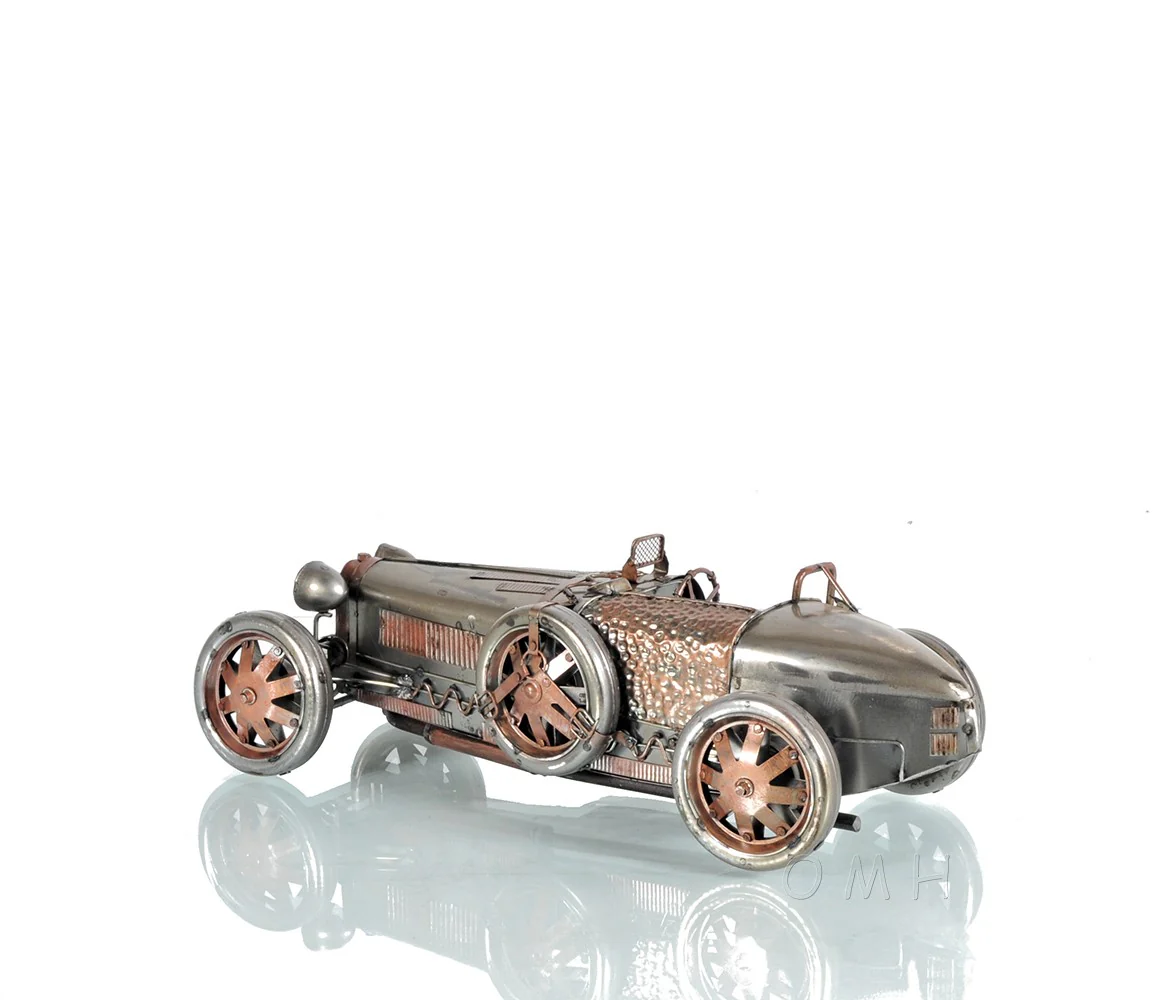 c1924 Bugatti Bronze and Silver Racecar Model Sculpture By Homeroots - Image 4