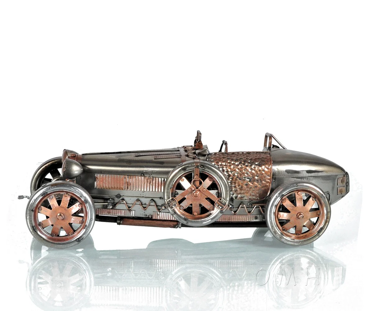 c1924 Bugatti Bronze and Silver Racecar Model Sculpture By Homeroots - Image 5