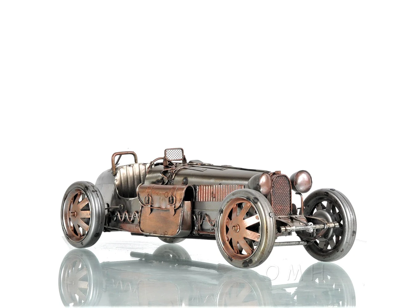 c1924 Bugatti Bronze and Silver Racecar Model Sculpture By Homeroots - Image 7