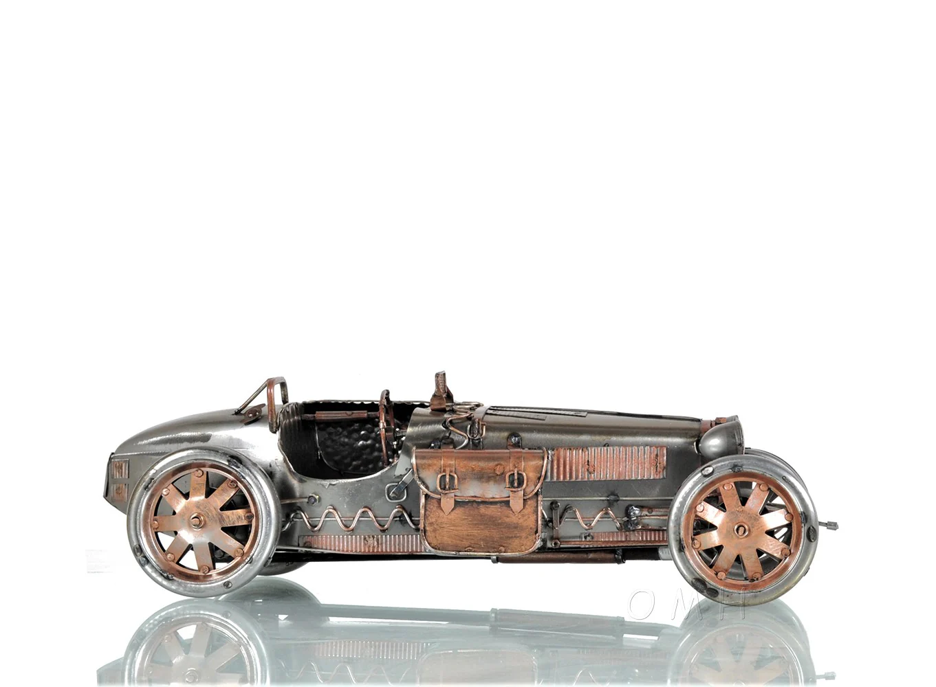c1924 Bugatti Bronze and Silver Racecar Model Sculpture By Homeroots - Image 8