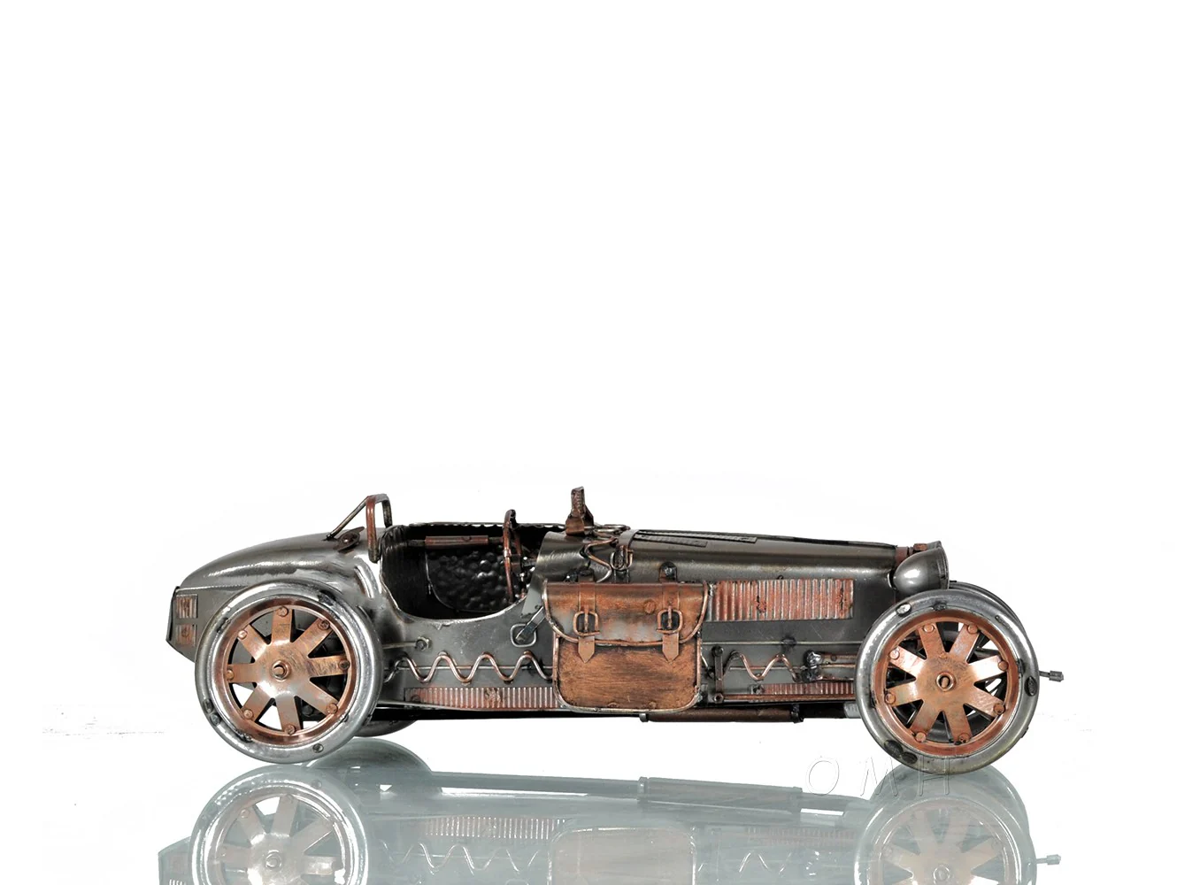 c1924 Bugatti Bronze and Silver Racecar Model Sculpture By Homeroots - Image 9